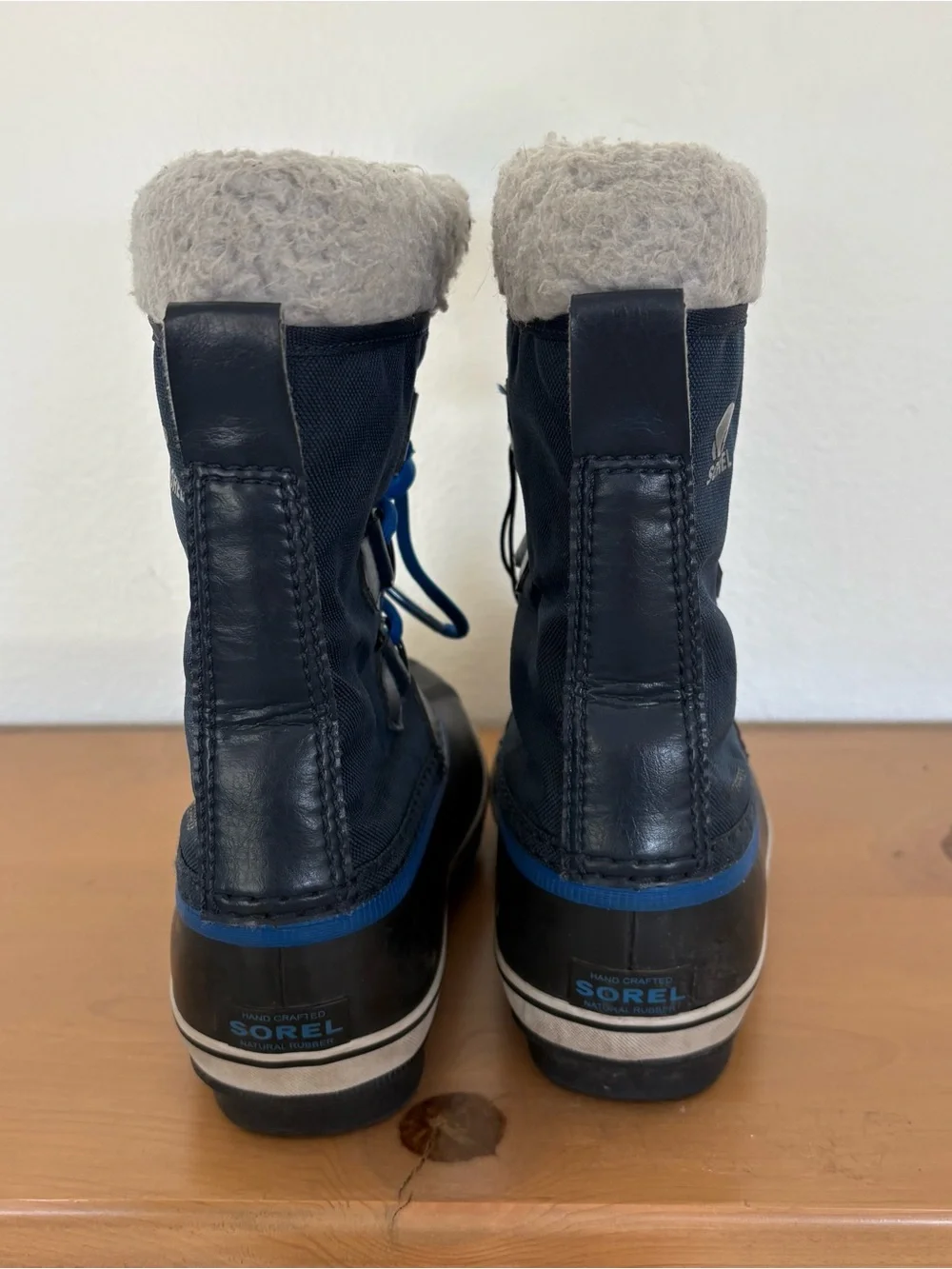 Sorel Navy and Black Kids' Snow Boots with Blue Lacing